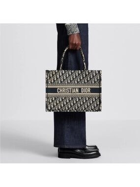 INSPIRED Monogram Navy and Cream Medium Canvas Book Tote